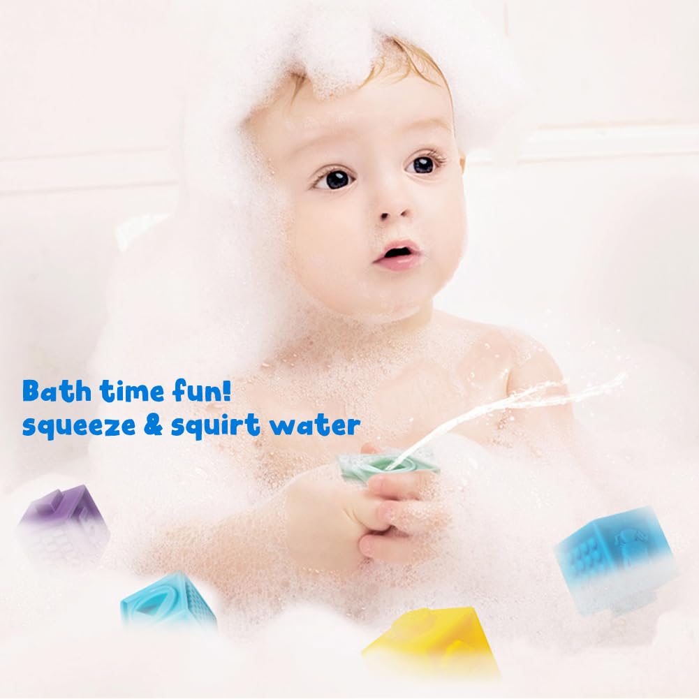 Litand Soft Stacking Blocks for Baby - Sensory Montessori Toys Toddler Activities - Gifts for Boy Girl 6 9 12 18 Months 1 2 3 Year Old Birthday - Infant Bath Toys