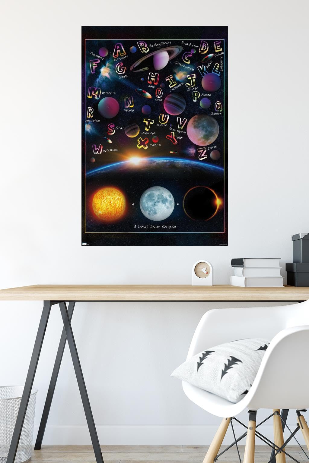 Trends International Ali Chris - The Solar System: Total Eclipse Letters Wall Poster, 34L x 22.4W, Premium Poster & Mount Bundle