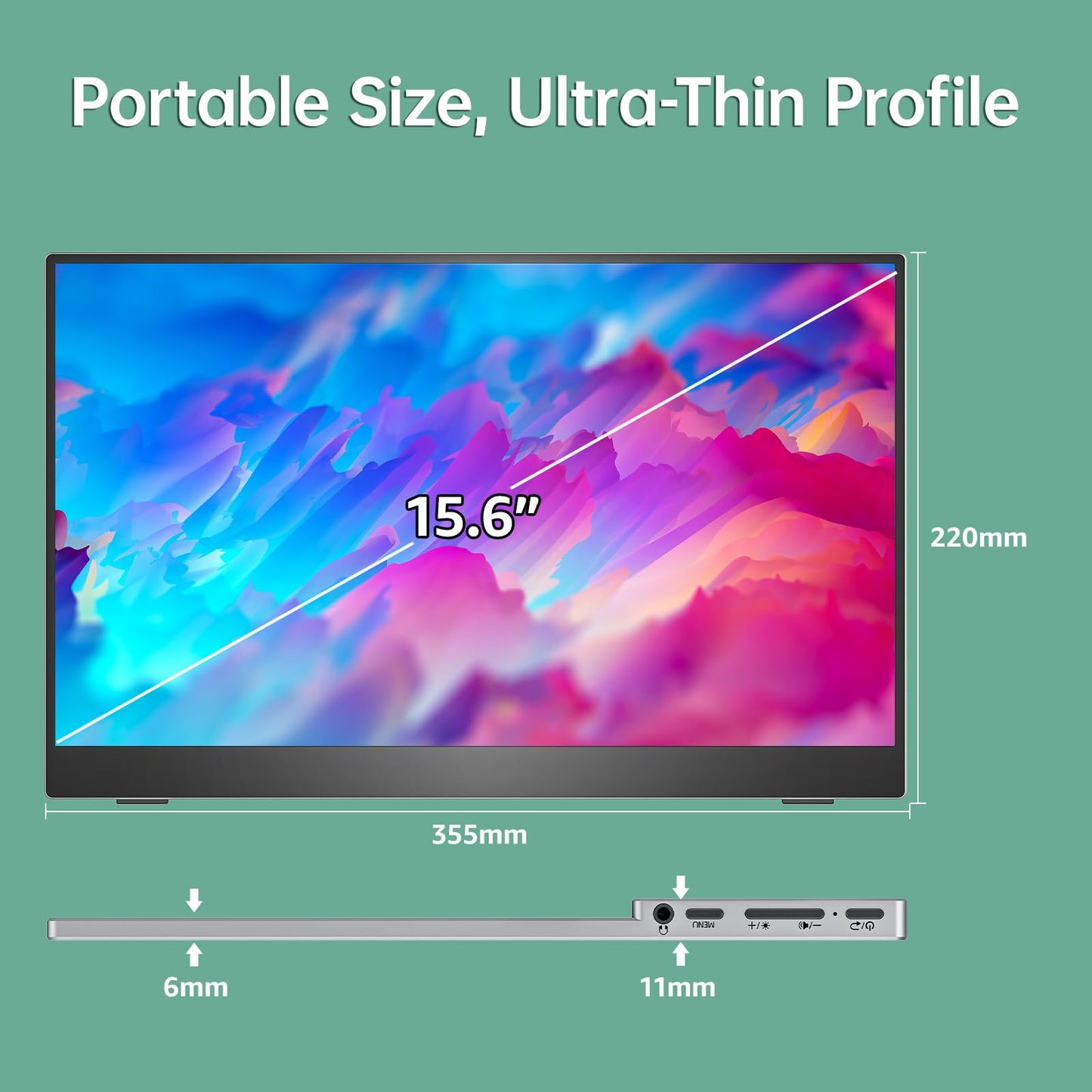 cocopar Portable Monitor 15.6 Inch 1080P FHD 60Hz 85% sRGB Travel Monitor with Speaker HDMI USB-C Second Screen for Laptop MacBook Surface PC Xbox PS4/5, VESA Mountable, with Full Cover Stand