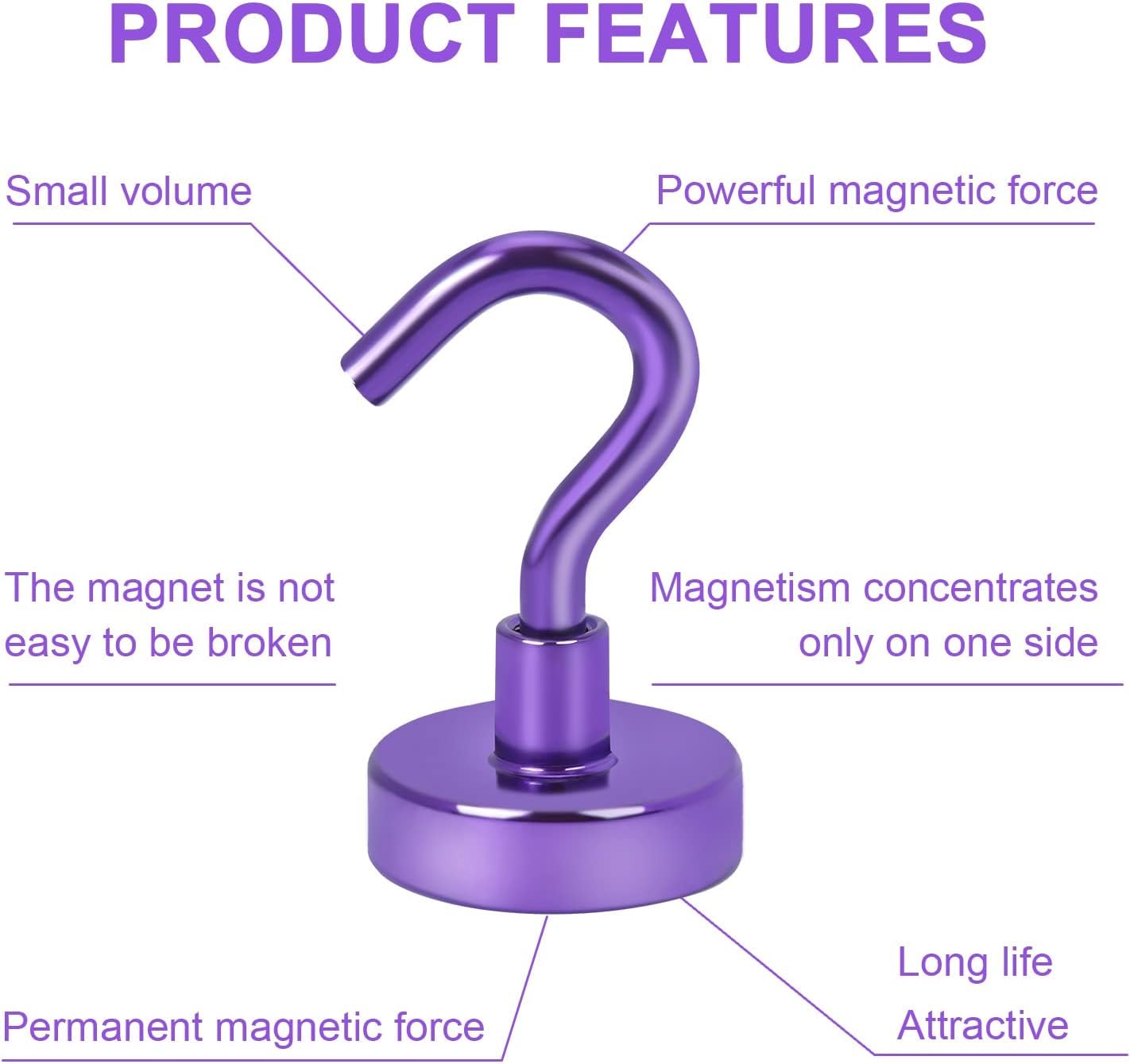 DIYMAG Magnetic Hooks, 30Lbs Strong Heavy Duty Cruise Magnet S-Hook for Classroom, Fridge, Hanging, Cabins, Grill, Kitchen, Garage, Workplace and Office Etc, (20 Pack-Purple)