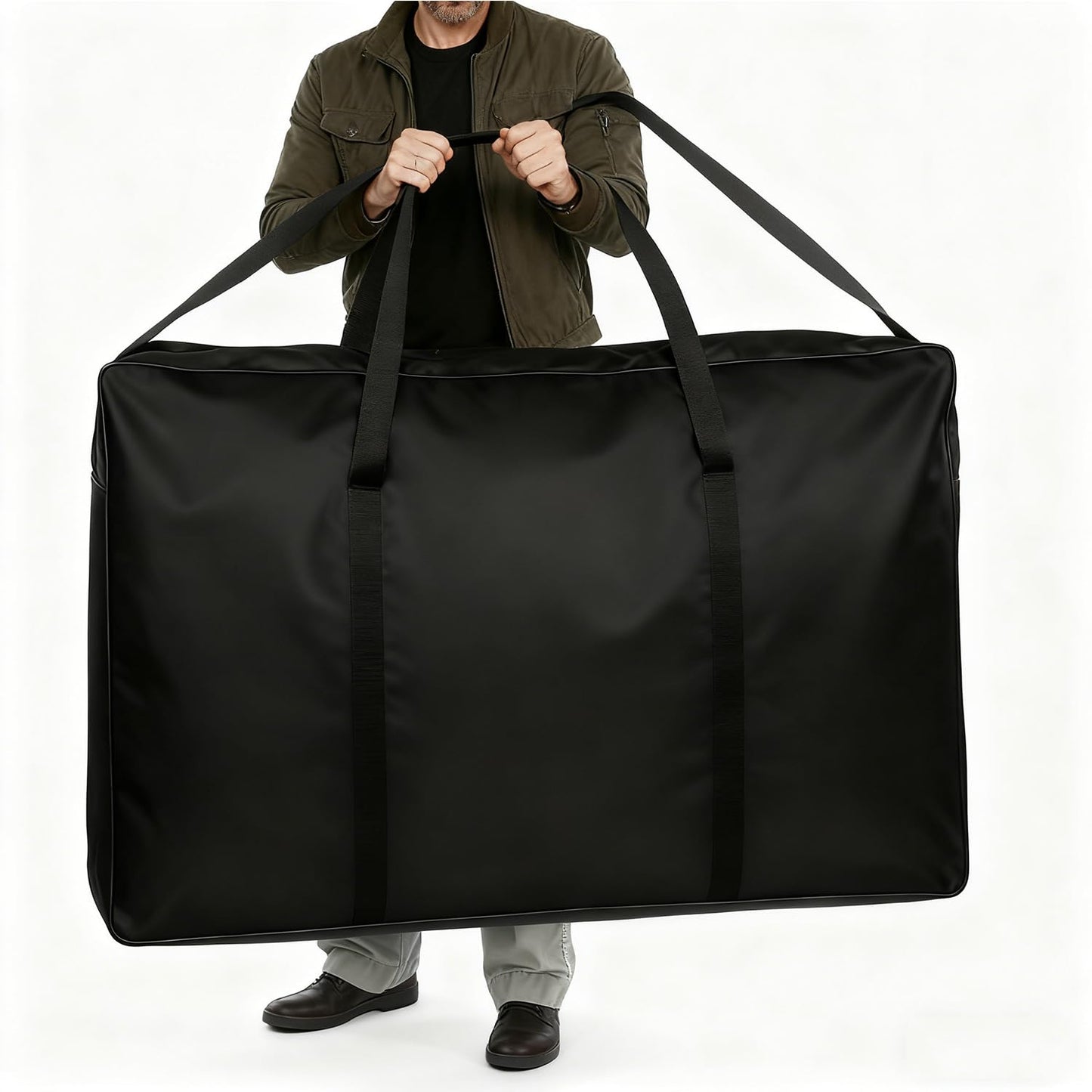 ISXACFF 3+1 Panel Trade Show Presentation Board 70.8“ x 35.4” Black Trifold Poster Board Folding Exhibition Display Boards Double Sided Tabletop Display with Storage Bag Hook & Loop-Receptive Fabric