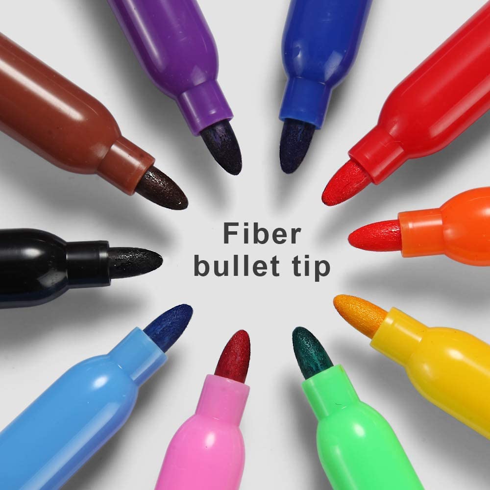 Volcanics Dry Erase Markers Low Odor Fine Whiteboard Markers Thin Box of 125, 10 Colors