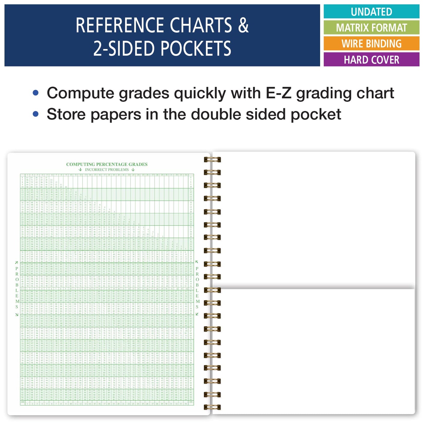 Elan Publishing Company HARDCOVER Combination Plan and Record Book - 8 Period Teacher Lesson Planner (Rainbow Gold Marble)