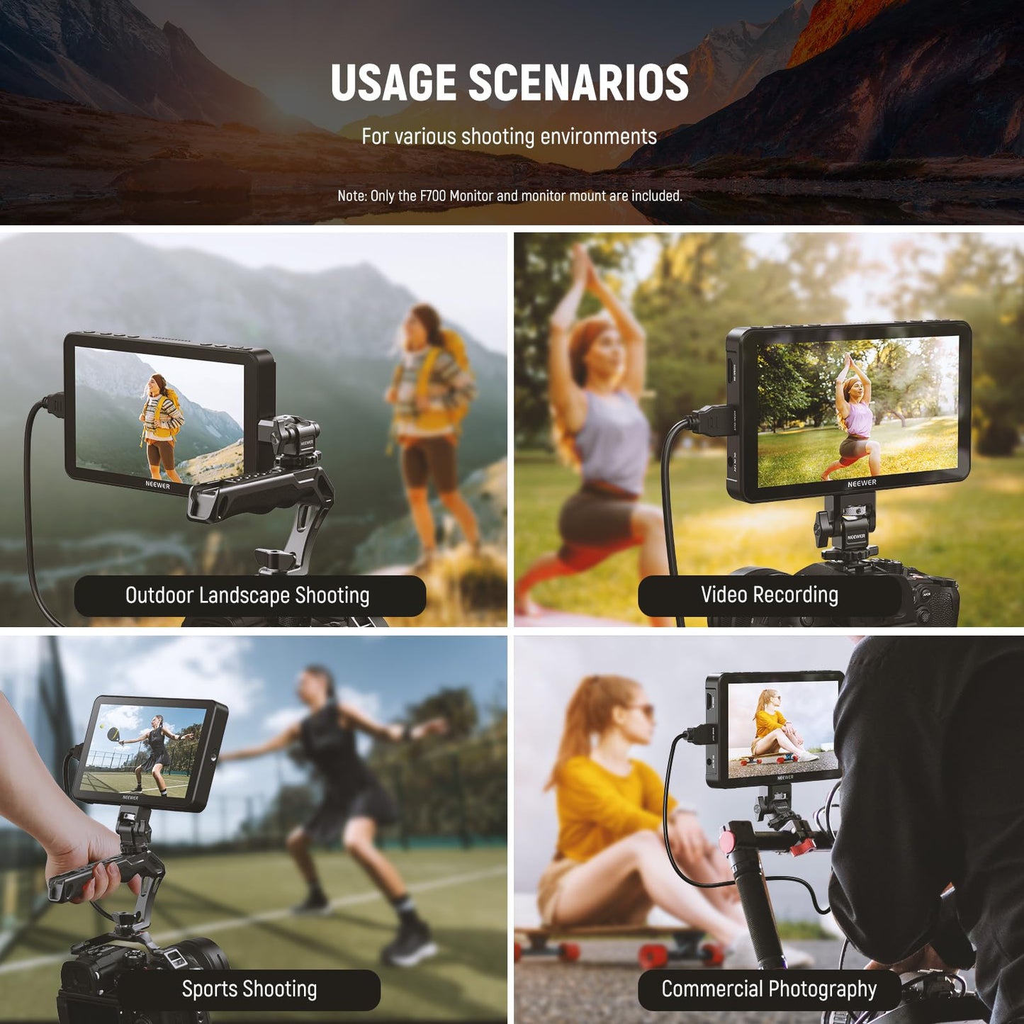 NEEWER F700 7" Camera Field Monitor, 2000nit HD 1920x1080 IPS Touch Screen with 3D LUT, 4K HDMI Loop in/Out with Peak Focus DSLR Video Assist HDR Waveform, Cold Shoe Mount, 5200mAh Battery & Cable