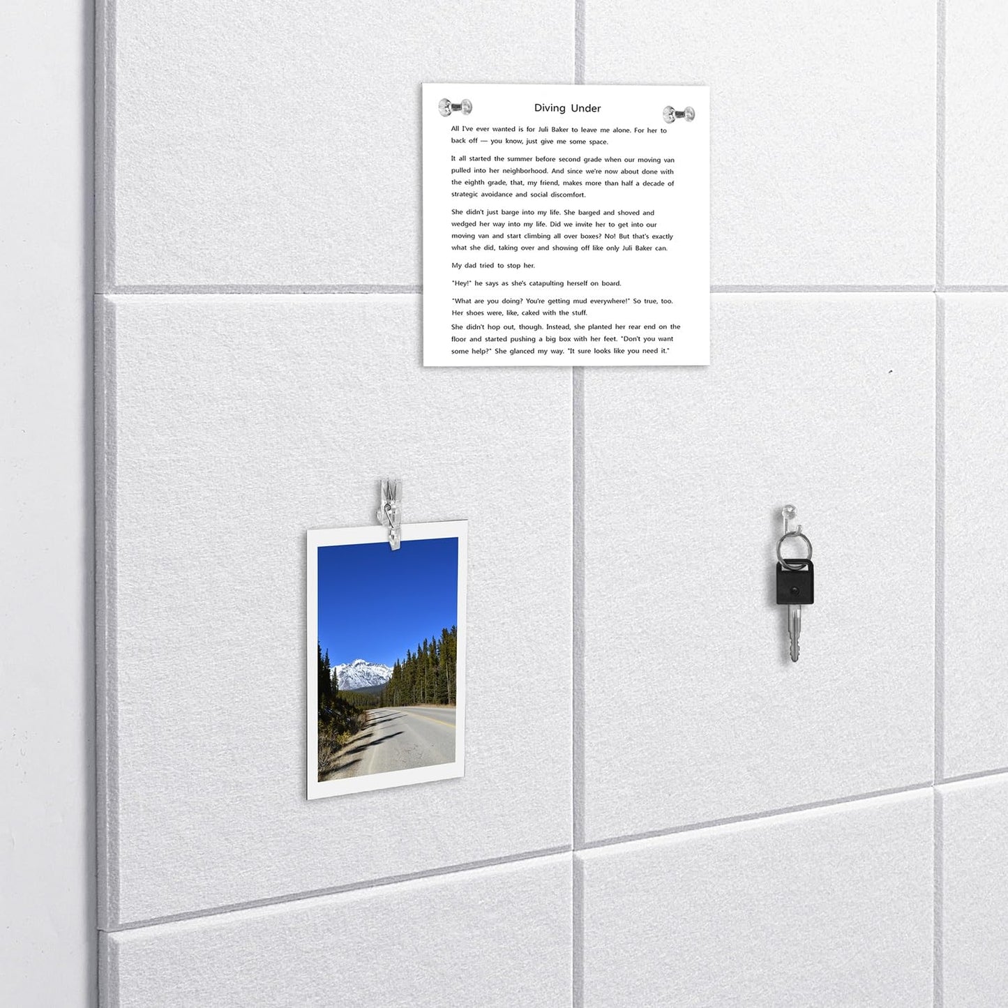 G Gamit 0.47" Thick Felt Pin Board 36"x24" Large Cork Board Alternative 6 Pack 11.81"x11.81"Felt Bulletin Board Wall Tiles Notice Board with 30 Pushpins for Home Office School(Fine-White)