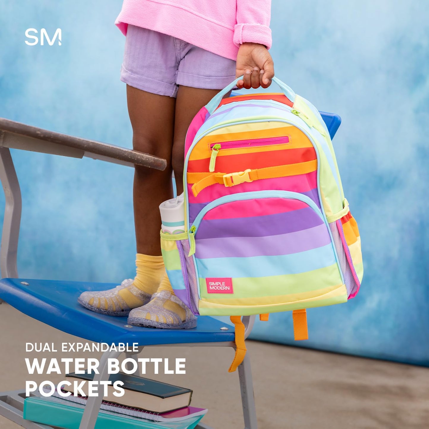 Simple Modern Medium Disney Toddler Backpack for School Girls and Boys | Kindergarten Elementary Kids Backpack | Fletcher Collection | Kids - 15" tall | Princess Rainbows