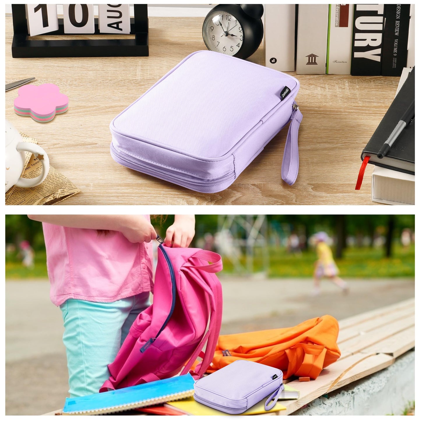 Zannaki Big Capacity Storage Pouch Marker Pen Pencil Case Simple Stationery Bag Box Art Tool & Sketch Storage Boxes for Bullet Journal Middle High School Office College Student Girl Women Adult Teen