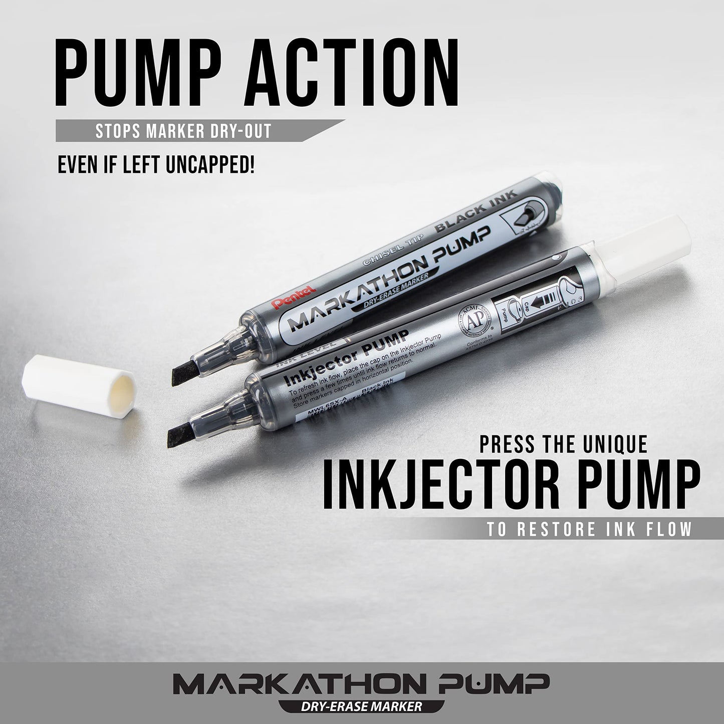 Pentel Markathon Pump Dry Erase Marker, Chisel Tip, Red Ink, 12 Pack (MWL6SX-B)