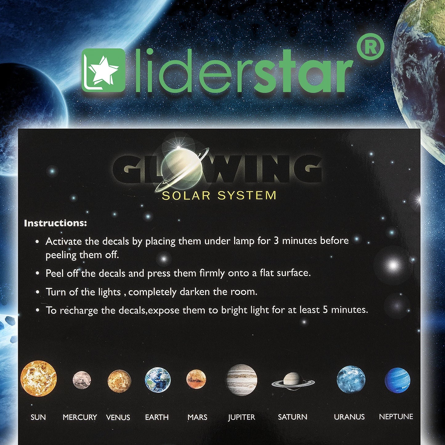 Glow in The Dark Stars and Planets, Bright Solar System Wall Stickers -Glowing Ceiling Decals for Kids Bedroom Any Room,Shining Space Decoration, Birthday Christmas Gift for Boys and Girls (Green)
