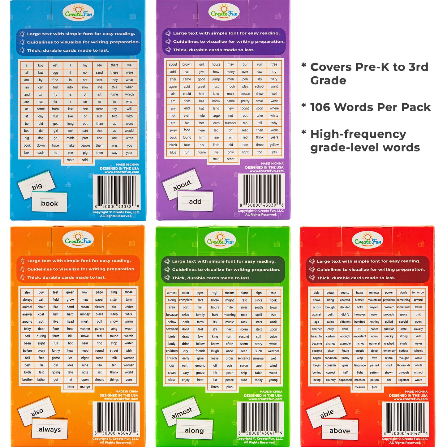 106 Sight Words Flash Cards Pre K for Ages 3-4, Dolch & Fry Sight Word Reading Games, Homeschool Supplies for Preschool with 7 Educational Game Ideas