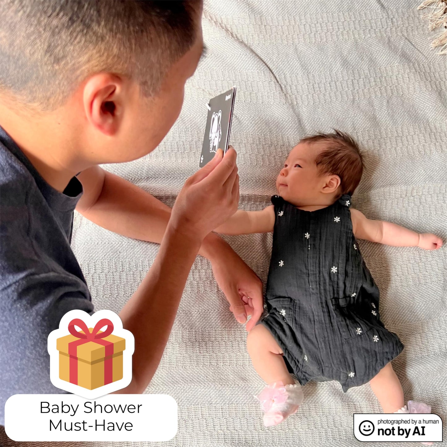 Happy Start High Contrast Baby Cards for Newborns - Black & White Cards, Water-Resistant, BPA-Free, Portable Educational Flashcards for Visual Stimulation, Award-Winning, Ages 0+(English & Portuguese)