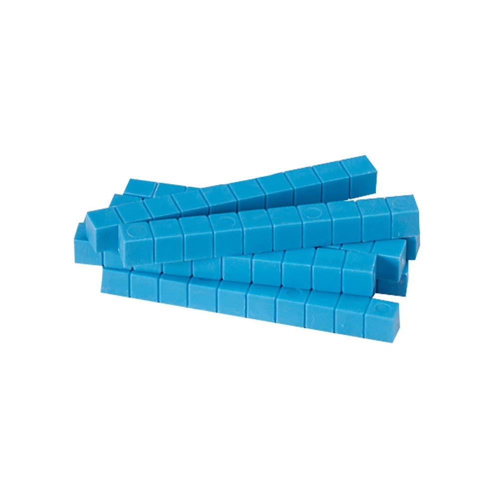 hand2mind Blue Plastic Base Ten Blocks Rods Set, Place Value Blocks, Counting Cubes, Base 10 Math Manipulatives, Teacher Supplies for Math Classroom, Montessori Math Materials (Set of 50)