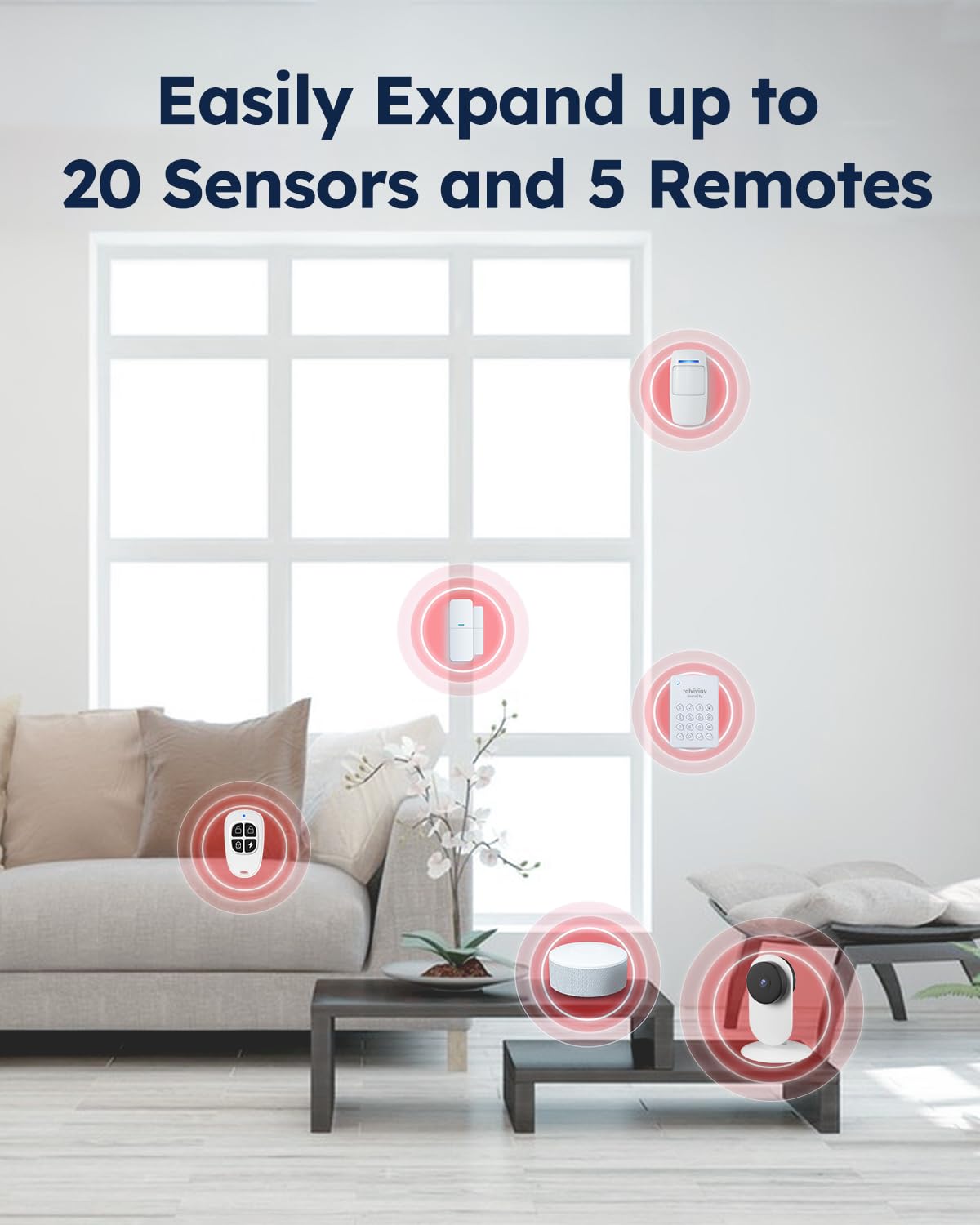 tolviviov Home Security System Wireless, DIY Door Alarm Security System, App Alerts, 10-Piece Kit, No Monthly fee, WiFi Alarm, Door Window Motion Sensor, for Safety, Home Security, Kids Safety