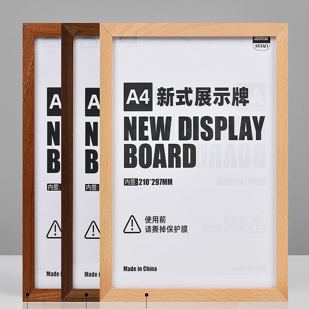 ECKEK Wall Mount Acrylic Sign Holder Self Adhesive Magnetic Display Frame Clear Document Frame for Office, Store, School, Home, Wall Picture Frame (Beech A4 210×297mm/8.27×11.69inches)