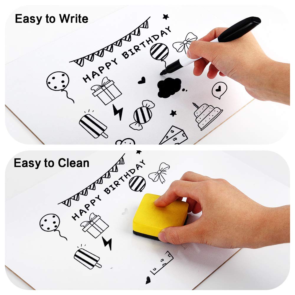 Dry Erase Lapboards, HERKKA 12 Pack Double Sided Dry Erase Lap Boards 9 x 12.5 Inch, 12 Markers, 12 Erasers, Small Dry Erase Boards for Classroom Supplies