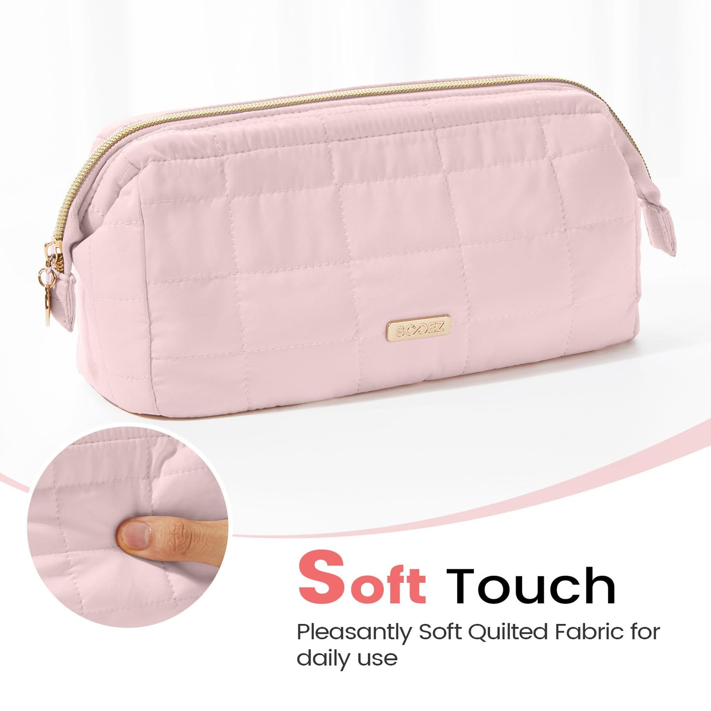 Sooez Large Pencil Case Pouch, Soft Pencil Bag with Zipper, Pen Bag Wide Opening, School Supplies Cute Pencil Case for Girls Boy Men Women, Blue