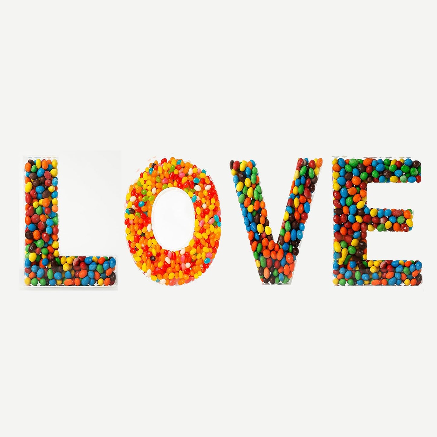 OAEUQ 10-Inch Magnetic Alphabet Candy Jar Refillable Fillable Letters For Candy Tray Reusable Lidded Candy Jar Candy Buffet Container Set (W, 1)