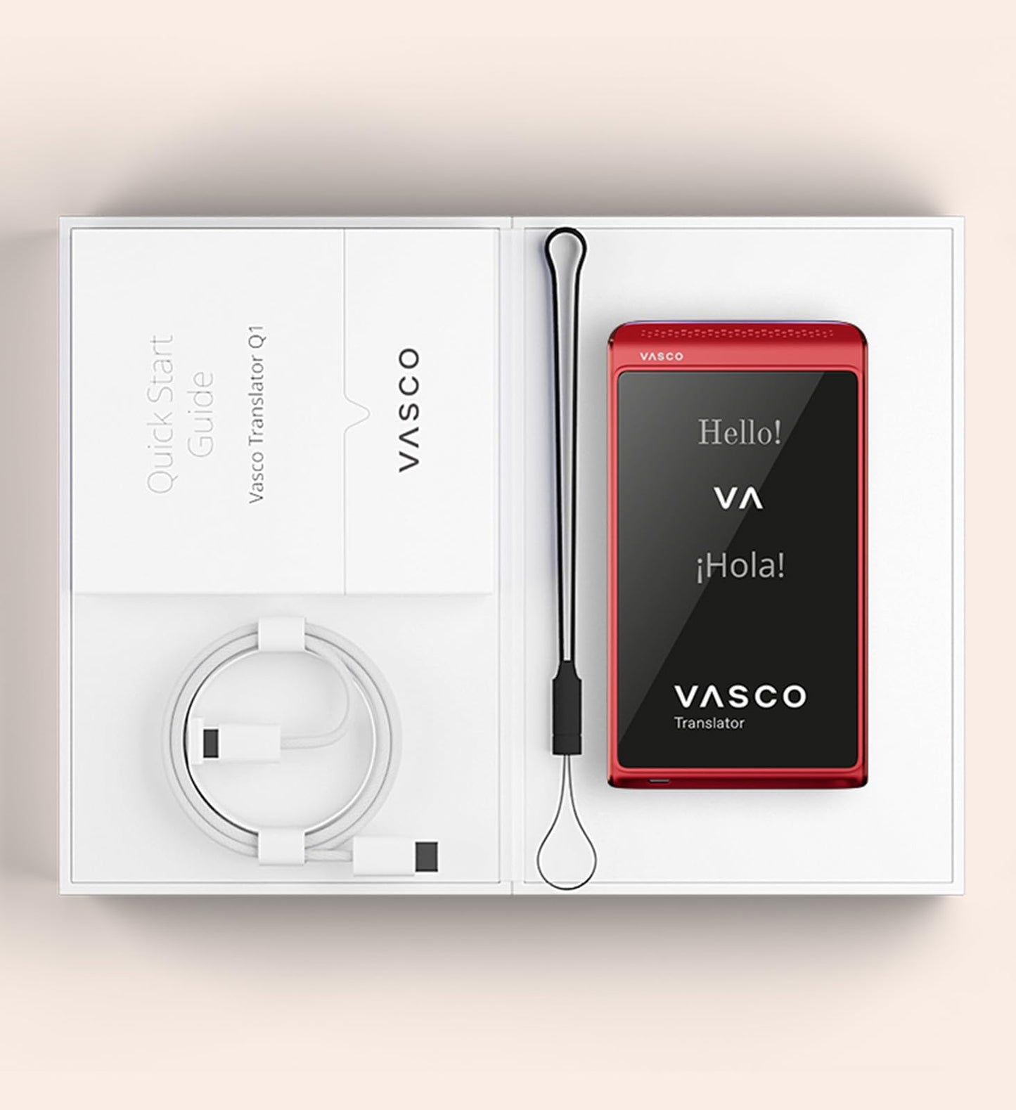 Vasco Translator Q1 | AI Voice Cloning Language Translator Device | 113 Languages | Free Lifetime Internet in Nearly 200 Countries | Scarlet Pulse