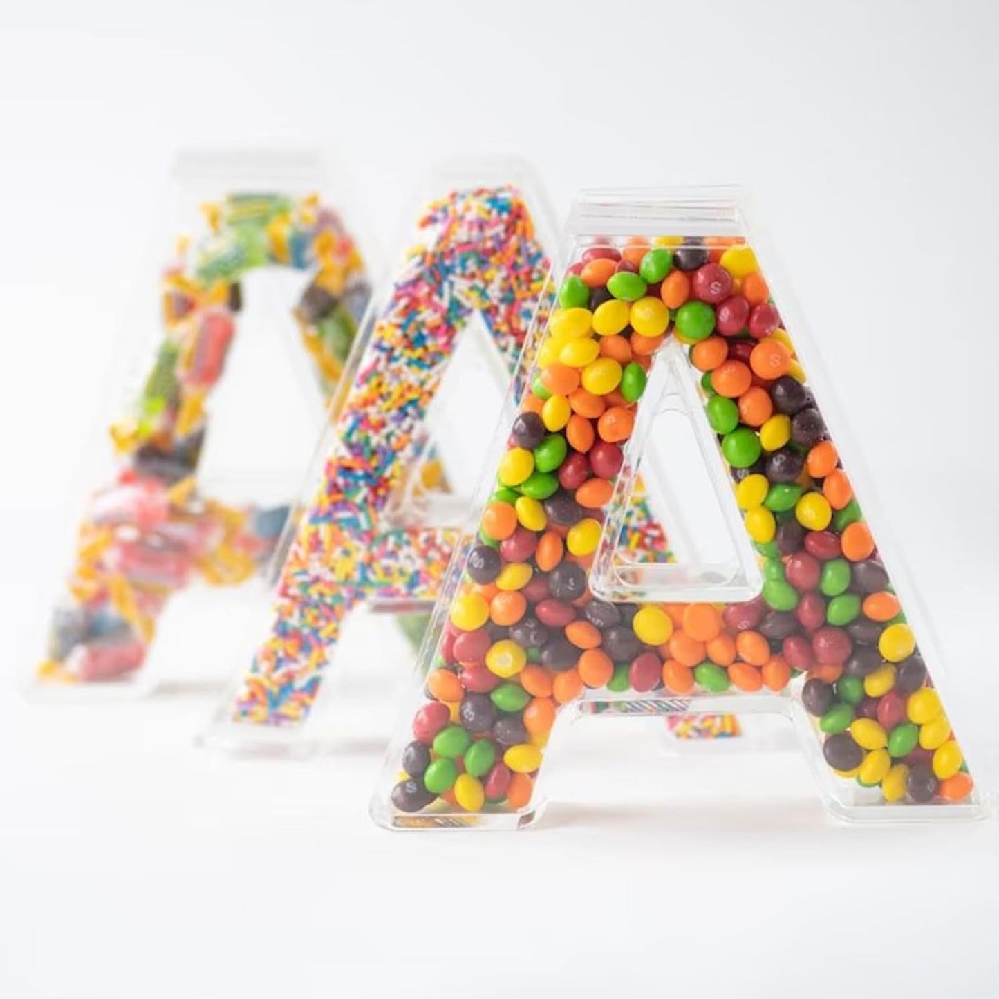 OAEUQ 10-Inch Magnetic Alphabet Candy Jar Refillable Fillable Letters For Candy Tray Reusable Lidded Candy Jar Candy Buffet Container Set (I, 1)