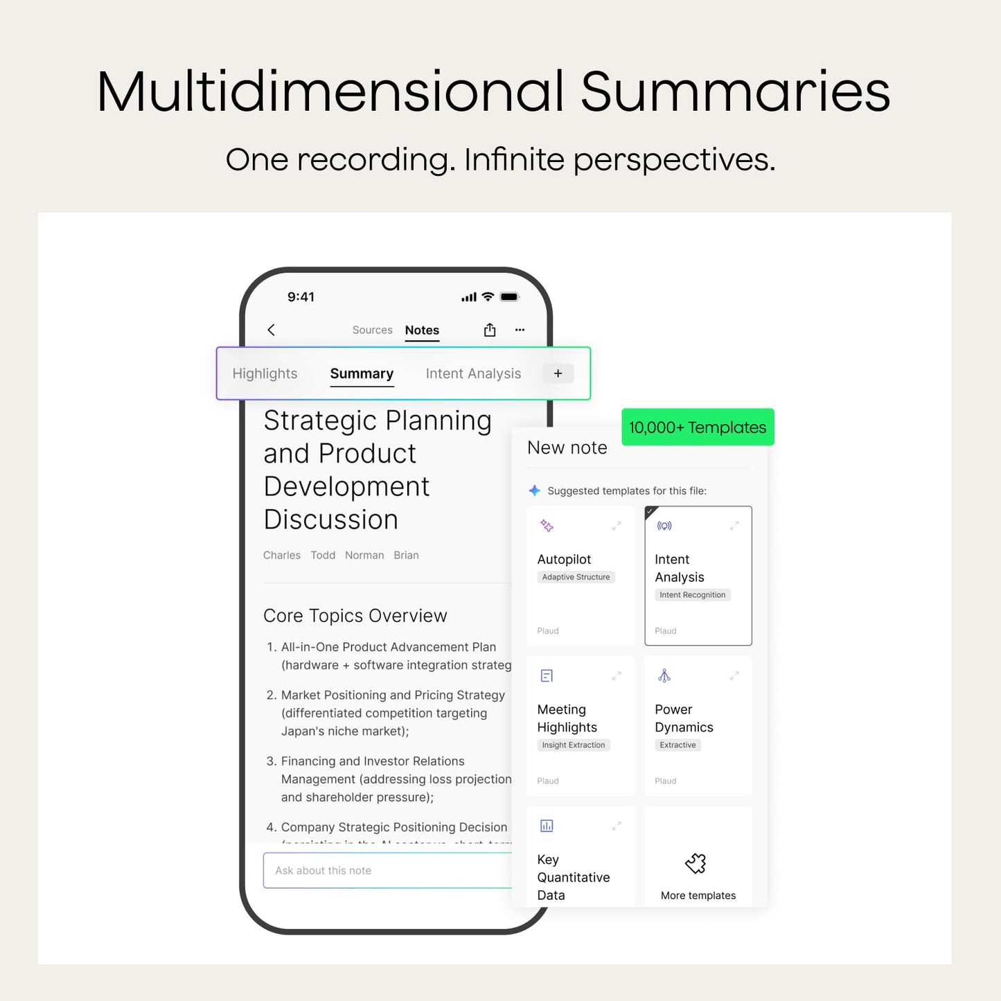 Plaud Note AI Voice Recorder, Note Taker w/Case, App Control, Transcribe & Summarize with AI, Support 112 Languages, for Meetings, Calls, Lectures, Professionals, Teams, Starlight, Non-Pro Version