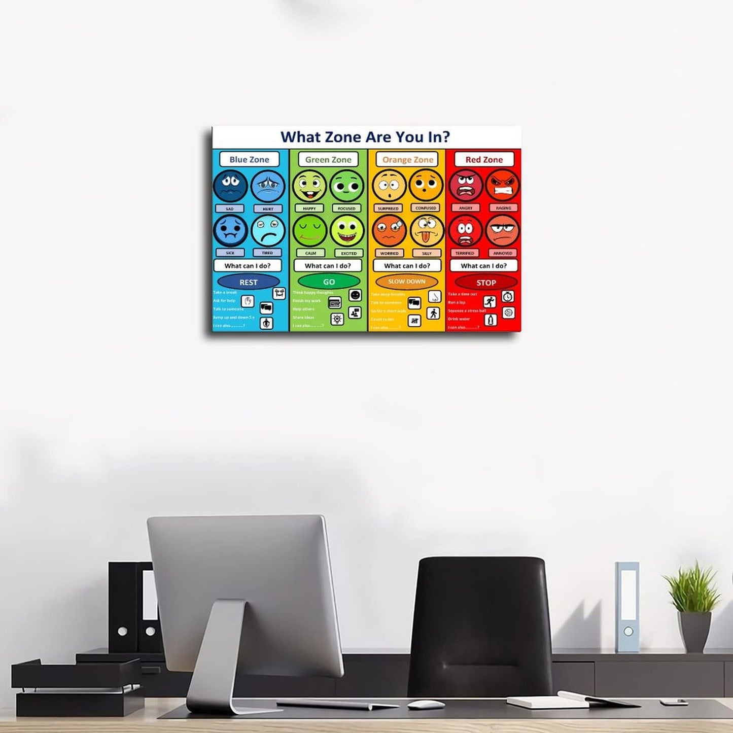 MYLU Emotional Management Zones Of Regulation Educational Poster 3 Canvas Poster Bedroom Decor Sports Landscape Office Room Decor Gift Unframe-style 16x24inch(40x60cm)