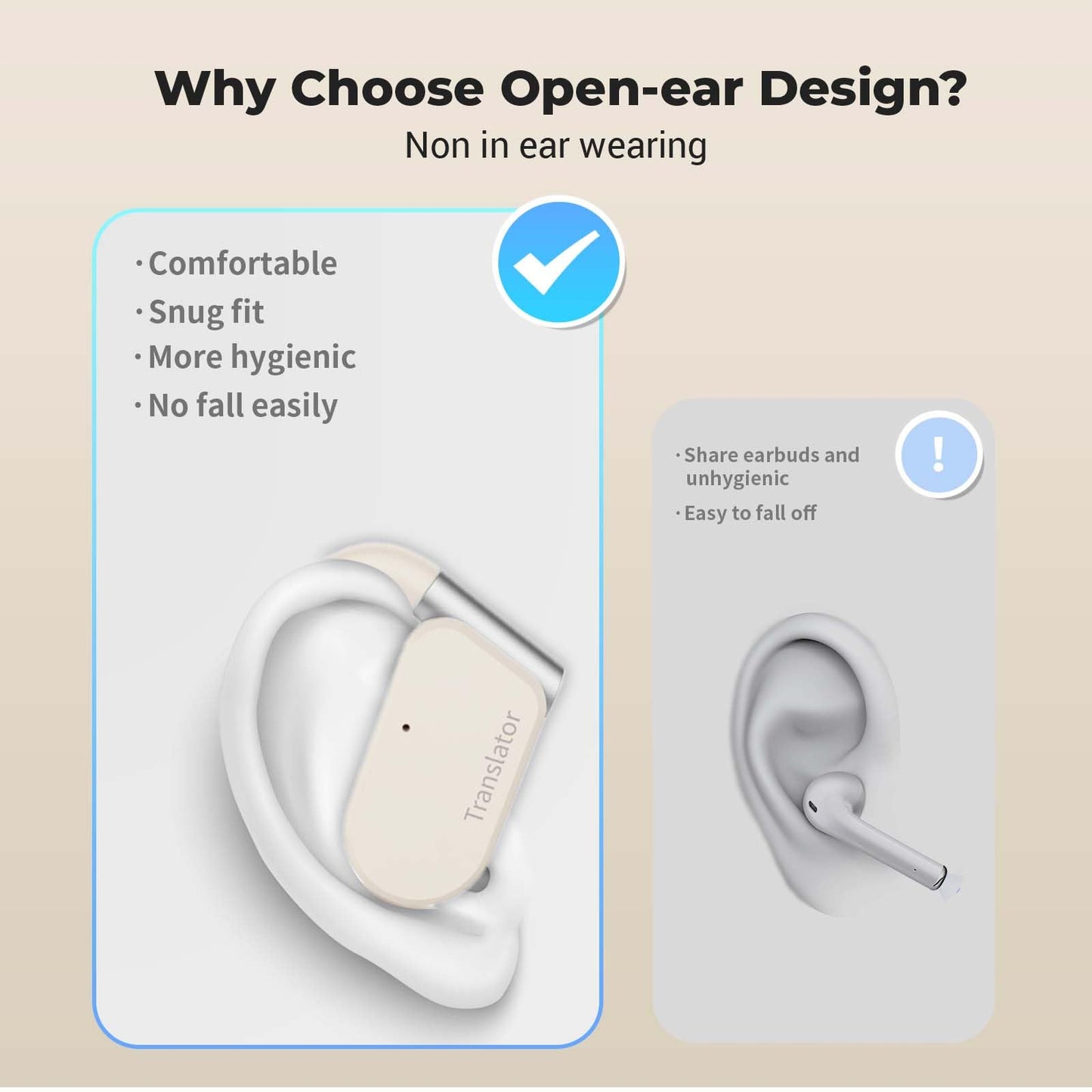 Wooask Translation Earbuds M9 Language Translator Device Open Ear Translator Headphones 98% High Accruacy Instant Translation in 1 Sec Support 144 Languages and Accents (with Offline Package)
