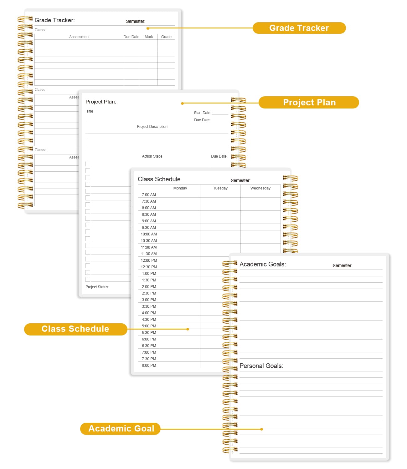 Academic Planner for 2026-2027 or Anytime - Undated Weekly Student Planner For Homeschool, High School, College & Nursing Students, 200 Pages, 8.5" x 11", Pink