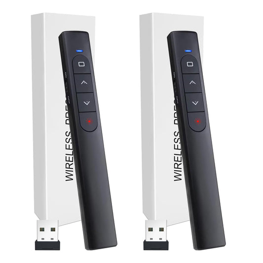 (2 Units) Wireless Presenter Remote, Presentation Clicker with Hyperlink & Volume Remote Control PowerPoint Office Presentation Clicker for Keynote/PPT/Mac/PC/Laptop
