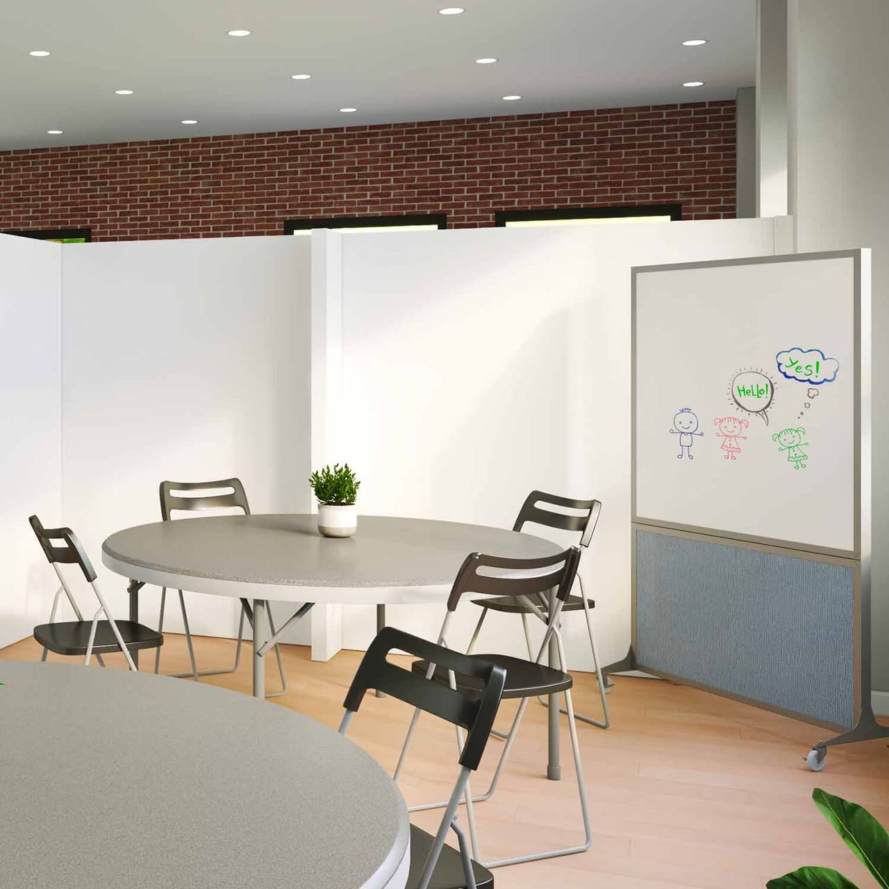 DivideWrite Mobile Whiteboard | Double Sided Dry Erase Board | Portable Office Cubicle Partition | Display for Classrooms, Conference Rooms, Meeting Areas and More | Latte Fabric 4' Wide X 6' Tall