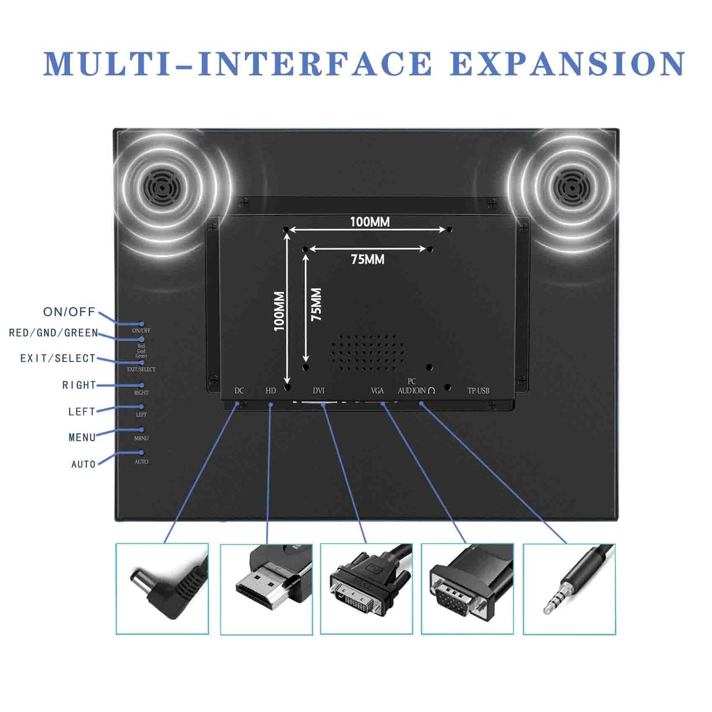 VSDISPLAY 15 Inch 1024x768 IPS LCD Monitor 4:3 Aspect Ratio Display with Metal Housing,Supports VGA/DVI Input,for Industrial/Gaming Extra Monitor