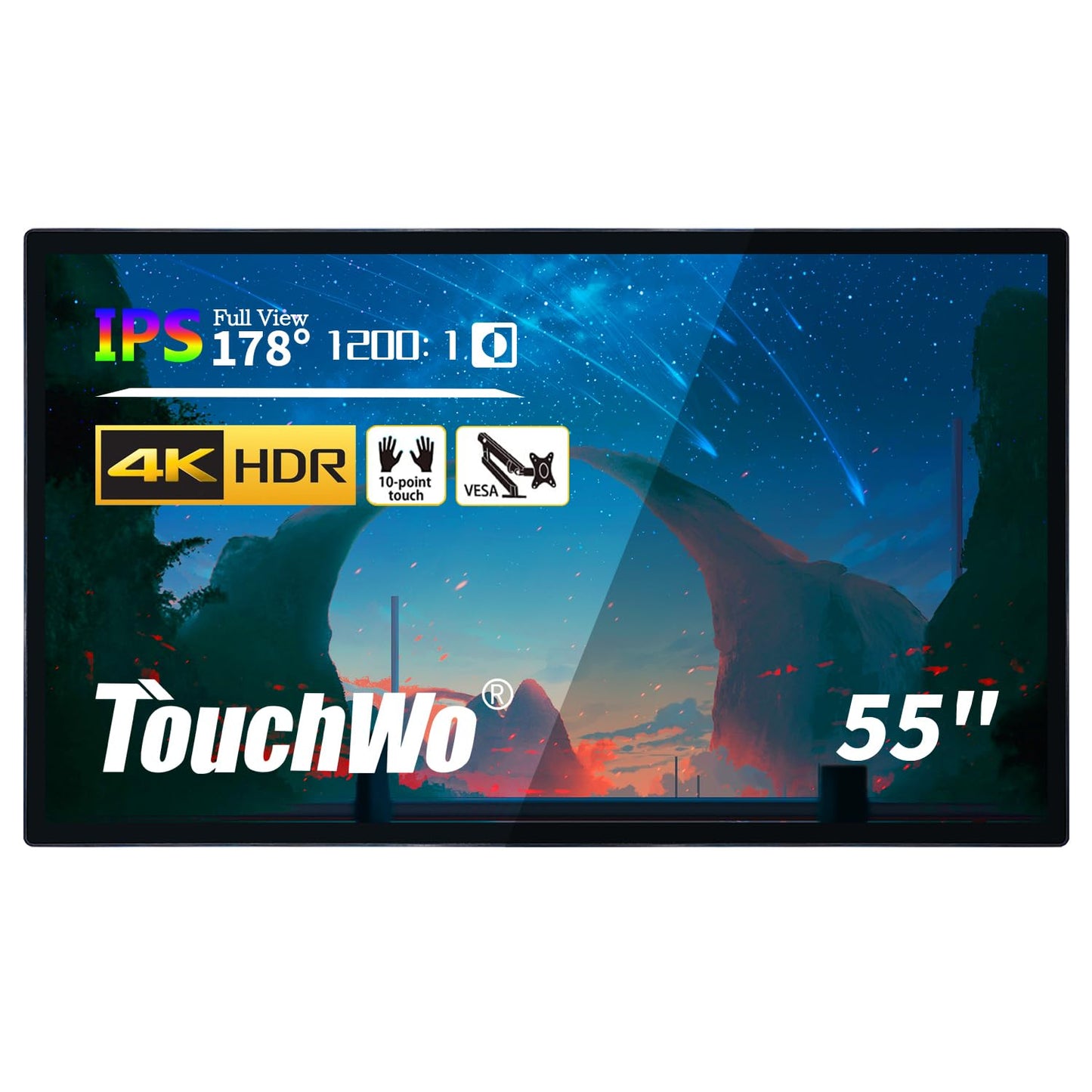 TouchWo 55 inch Interactive Touchscreen Monitor, Smart Board with 4K Display, Win-10 Electronic Whiteboard Touch Screen PC for Office and Classroom, Core i5 RAM 4G & ROM 128G