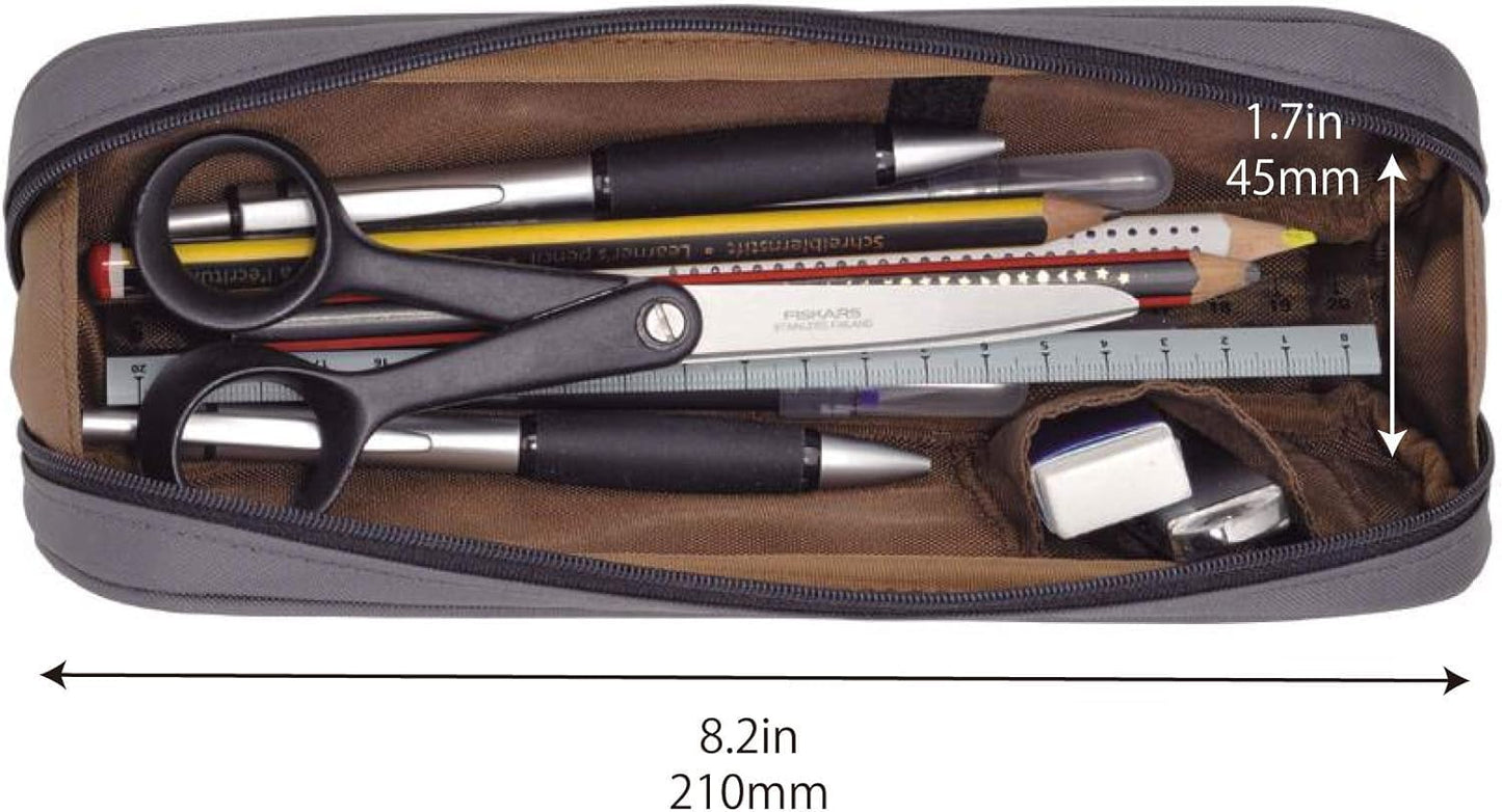 LIHIT LAB Large Capacity Zipper Long Pencil Case For School Office College, Big Capacity Pencil Bag Holder Adults Teen Boys Girls, Travel Cosmetics Storage, Green Camo (A7552-131)