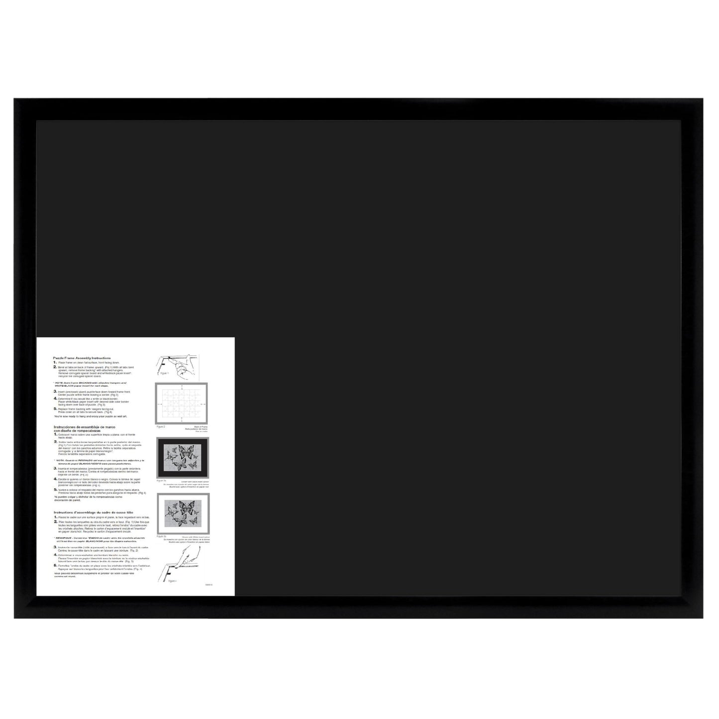 MCS 20x27 Puzzle Frame for Finished Puzzles, Black Vertical & Horizontal Wall-Mounted Large Picture Display for Preservation (1-Pack)