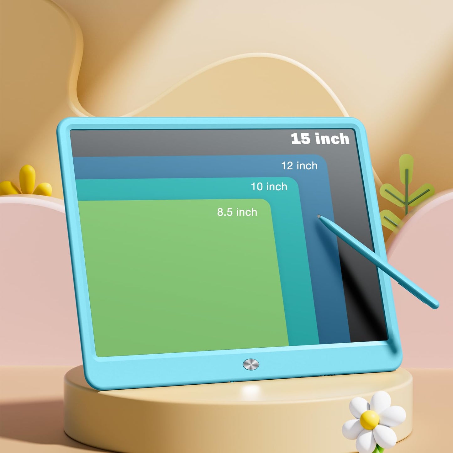 LCD Writing Tablet for Kids, Kidopire 15-Inch Large Screen Doodle Board Drawing Tablet Writing Pad Educational Toddler Toys, Birthday Gifts for 3-12+ Year Old Girls Boys Message Practice Tablet, Blue