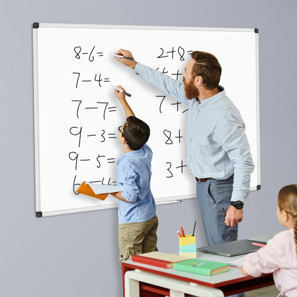 XBoard Porcelain Magnetic Dry Erase Board 36 x 24 Inch, Porcelain Whiteboard with Aluminium Frame & Marker Tray 3' x 2' | Wall Mounted Magnetic White Board for Home School Office