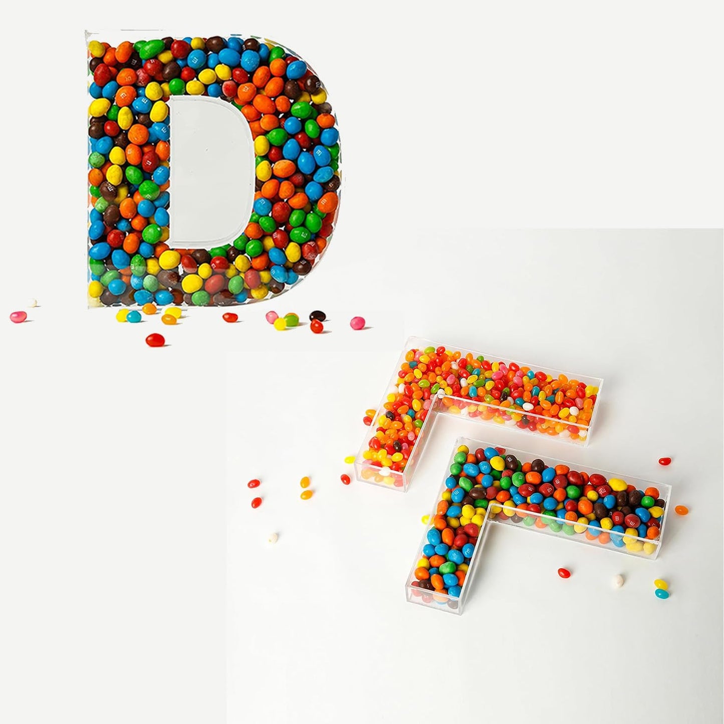OAEUQ 10-Inch Magnetic Alphabet Candy Jar Refillable Fillable Letters For Candy Tray Reusable Lidded Candy Jar Candy Buffet Container Set (F, 1)