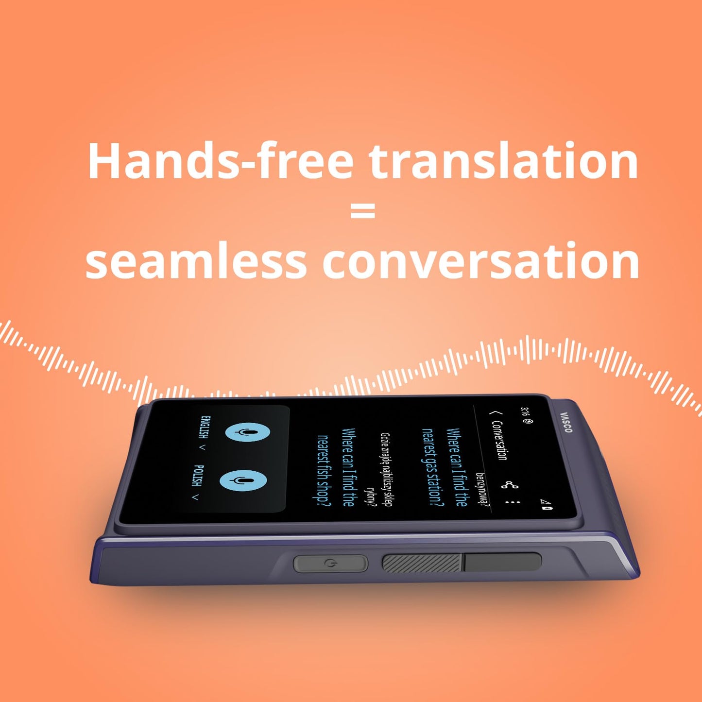 Vasco Translator Q1 | AI Voice Cloning Language Translator Device | 113 Languages | Free Lifetime Internet in Nearly 200 Countries | Phantom Black