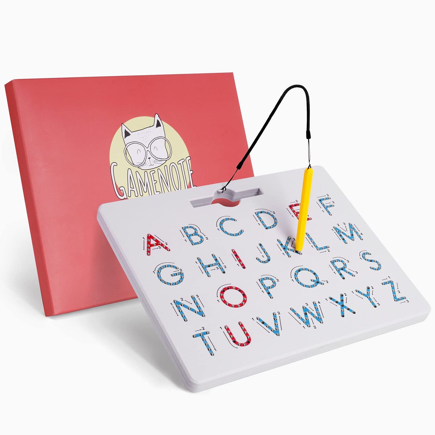 GAMENOTE Double Sided Magnetic Letter Board - 2 in 1 Alphabet Magnets Tracing Board for Toddlers ABC Letters Uppercase & Lowercase Practicing Learning Education Toys