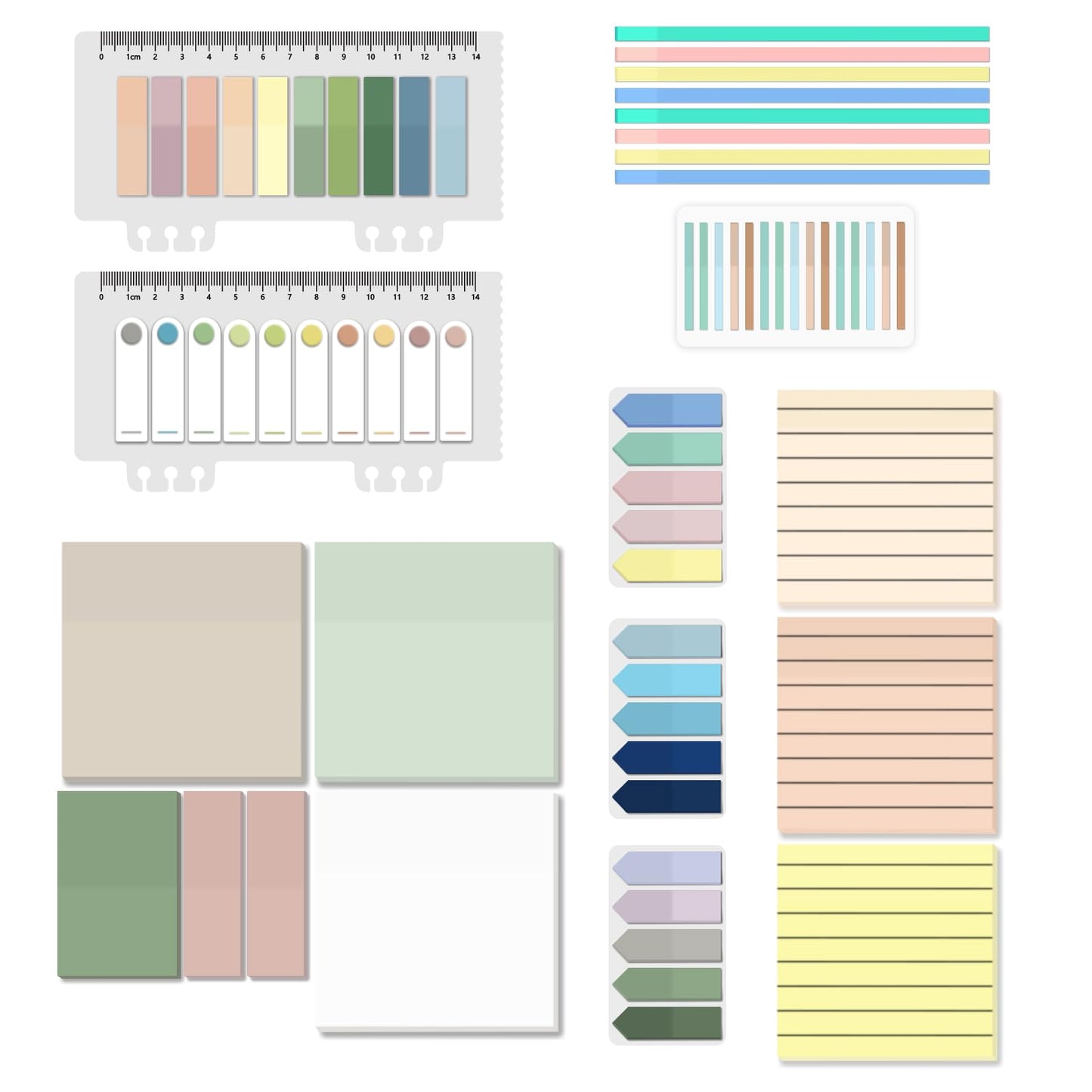 BAYTORY 1610 Sheets Transparent Sticky Notes with Highlighter Tape, Clear Waterproof 3 x 3 inch See Through Memo Pad, Self-Adhesive Translucent Writable Index Tabs for Annotating Books