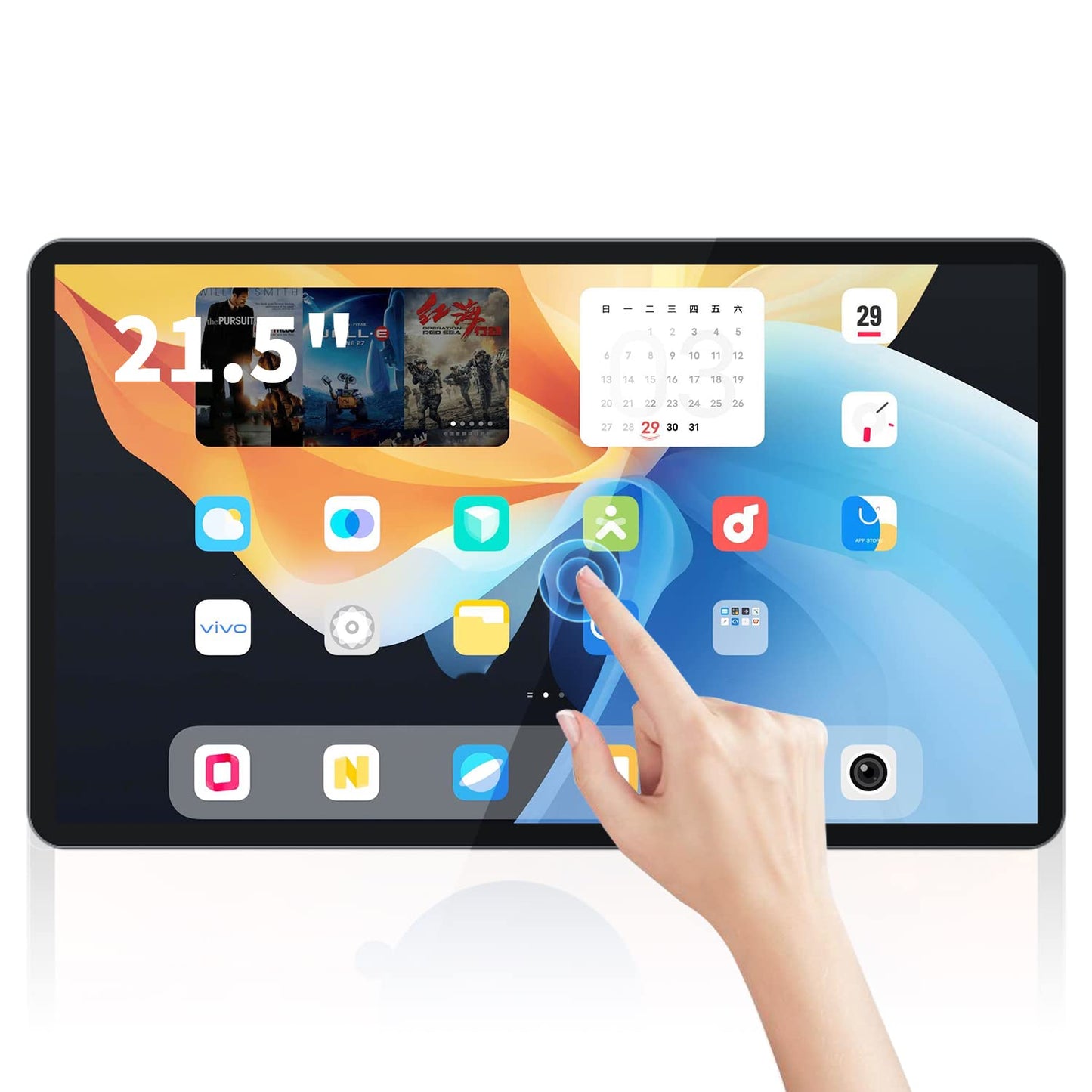 TouchWo 21.5 inch Android 14 Touchscreen Monitor Tablet, 16:9 FHD 1080P, WiFi & BT, Built-in Speakers, RK3576 4GB RAM & 32GB ROM, Smart Board for Classroom, Meeting & Game