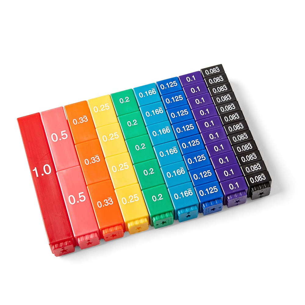 hand2mind Plastic Rainbow Fraction Tower Equivalency Cubes Montessori Math Materials for Kids to Learn Fraction Equivalence Math Manipulatives 4th Grade, Homeschool Supplies (Set of 15)