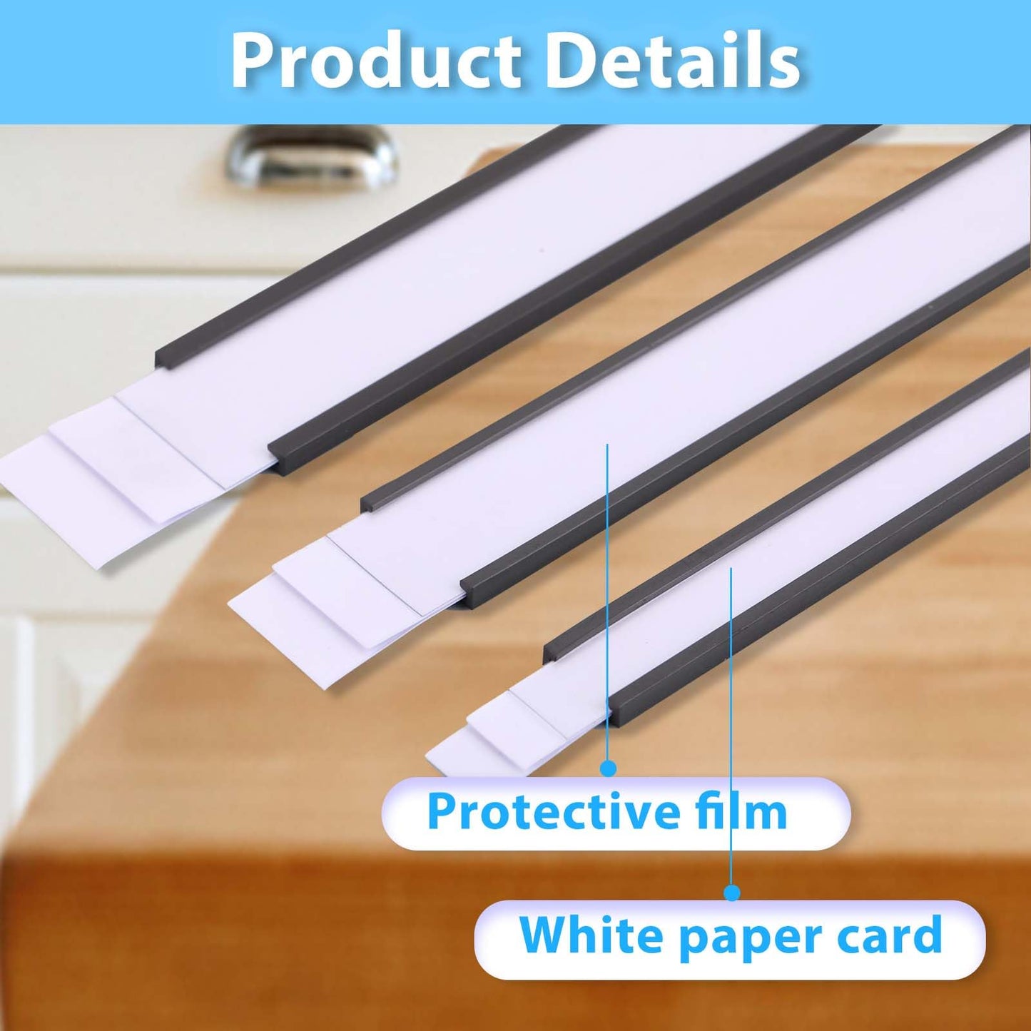 Eeoyu Magnetic Label Holders with Magnets Magnetic Data Card Holders with Clear Plastic Protectors for Metal Shelf, Whiteboard, Set of 50 (0.5 x 4 Inch)
