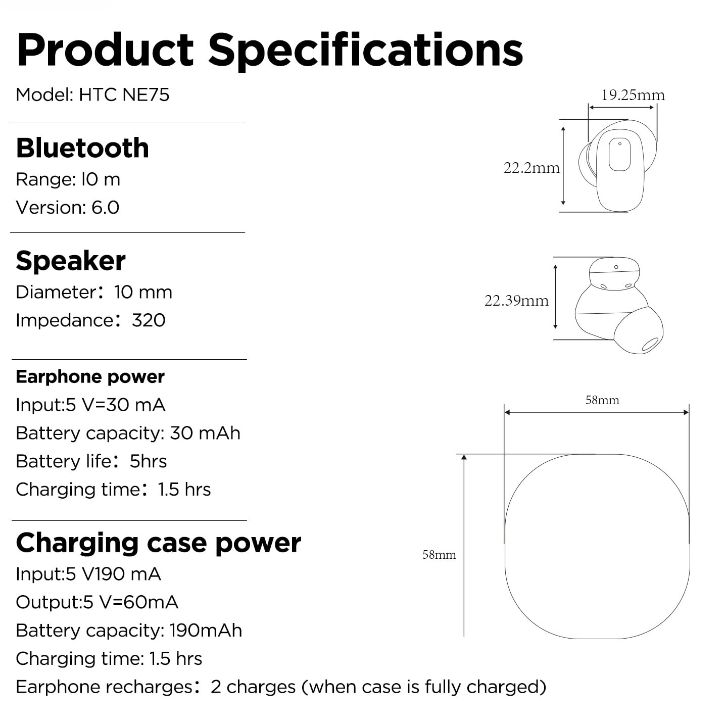 NE75 AI Translation Earbuds 135 Languages Real-Time Translator Earphones, Bluetooth 6.0 TWS Wireless Bluetooth Earphones, Hi-Fi Music & Call, Smart Touch+App for Travel, Sports & Business (Black)