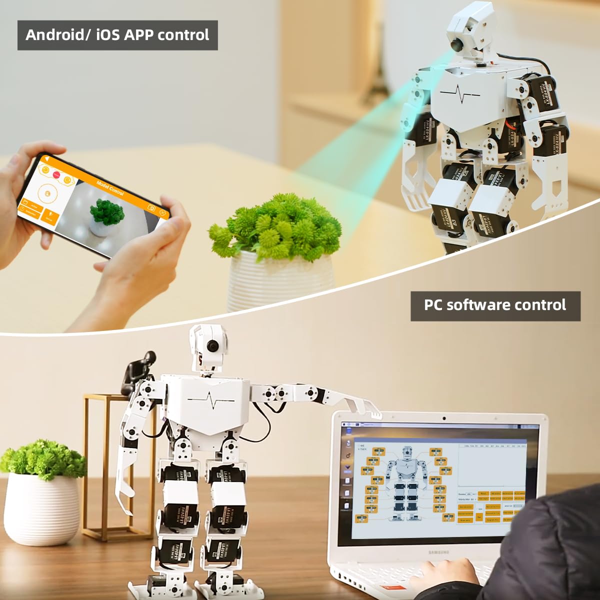 HIWONDER Humanoid Robot with ChatGPT Multimodal AI Models AI Embodied Intelligent Vision Scene Voice Understanding 20DOF Educational Robot Kit Python Programming, TonyPi Advanced & RaspberryPi 5 4GB