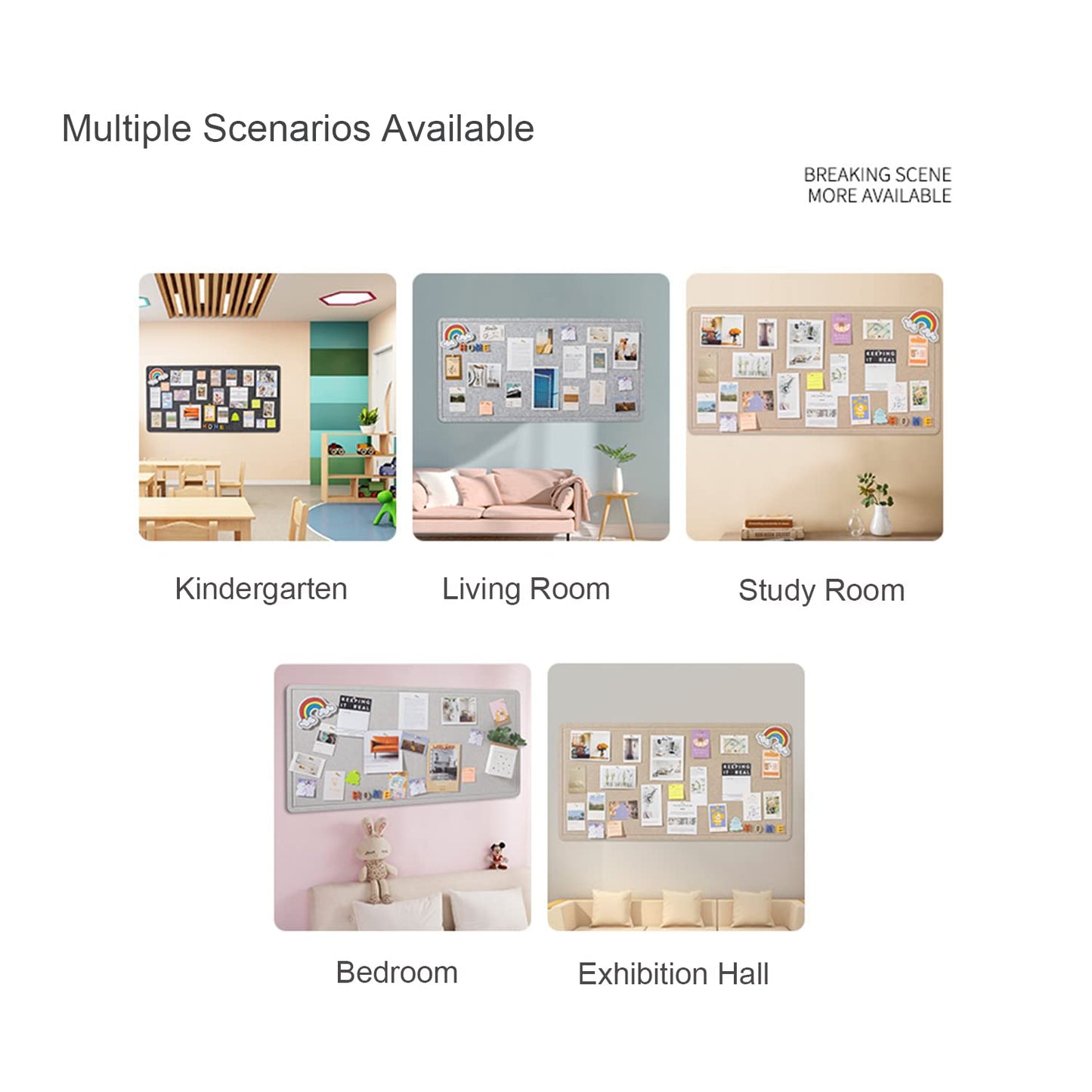 Large Bulletin Board, Foldable 60x36 Inches Cork Board Alternative, Large Felt Board Decorative Pin Board for Wall, Foldable Photo Board Self-Adhesive Vision Board with 36 Pushpins White