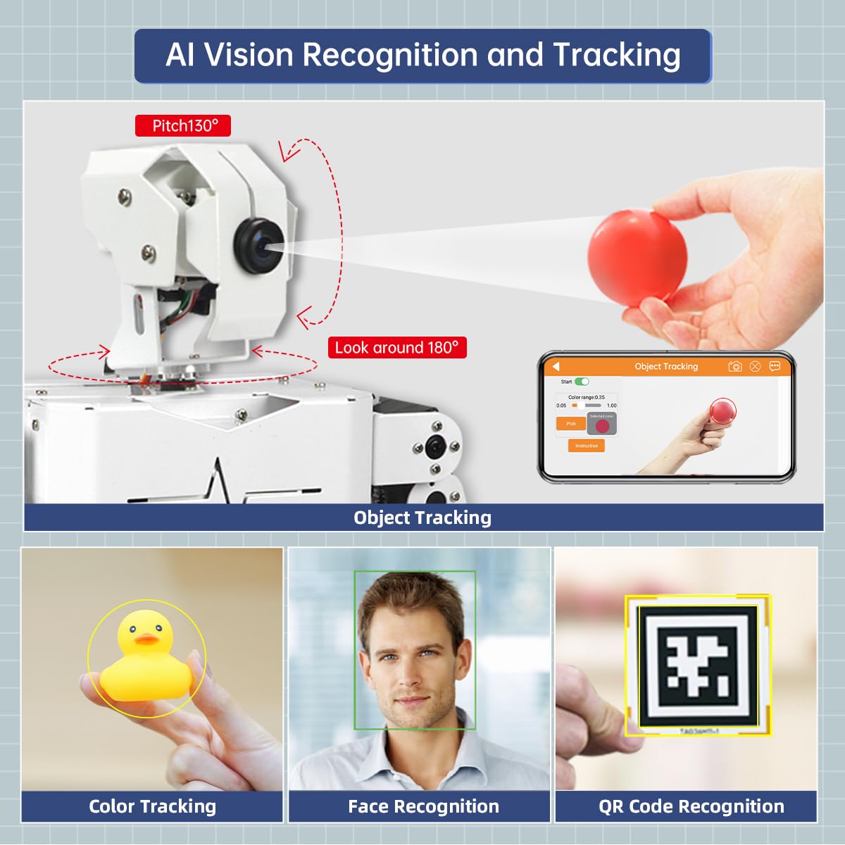 HIWONDER Humanoid Robot with ChatGPT Multimodal AI Models AI Embodied Intelligent Vision Scene Voice Understanding 18DOF Educational Robot Kit Python Programming, TonyPi Advanced & RaspberryPi 5 8GB