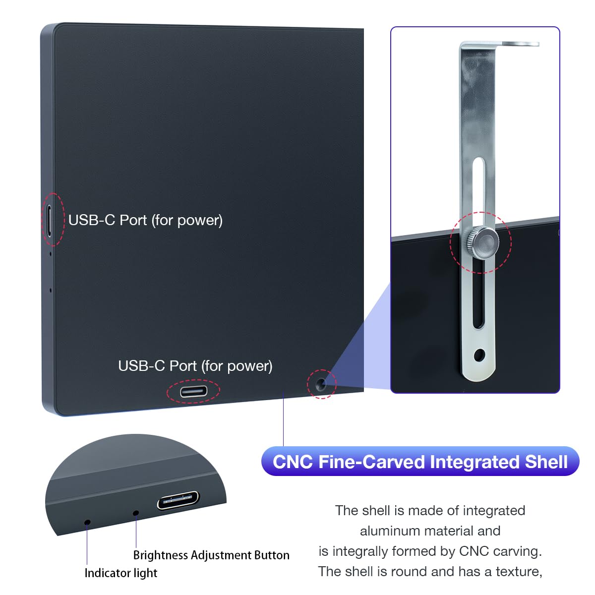 Hosyond 7 Inches USB C Mini Monitor 1024x600 IPS LCD Display Type C Secondary Screen for PC Laptop Windows