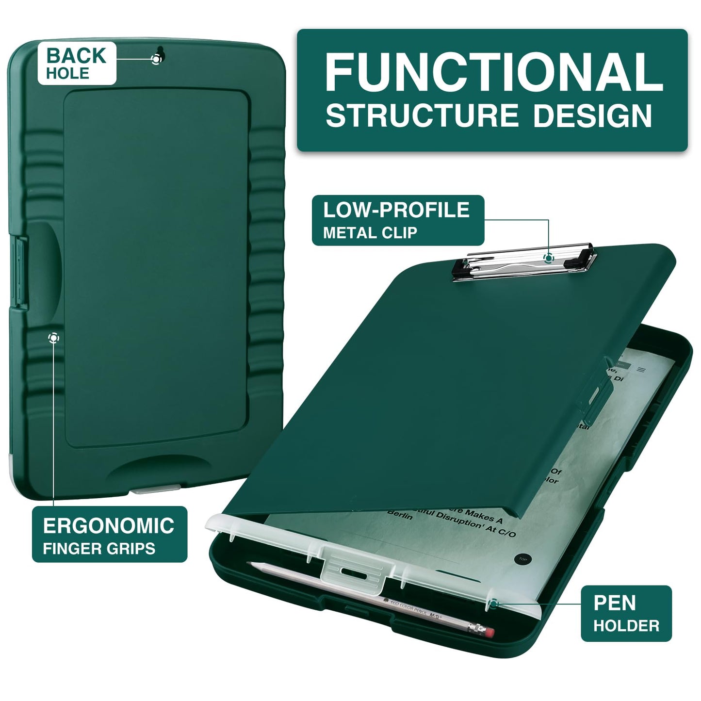 Sooez Clipboards with Storage, High Capacity Clip Boards 8.5x11 with Storage, Heavy Duty Nursing Clipboard Folder, Plastic Clipboard with Pen Holder for Women Teachers Work, School & Office Supplies