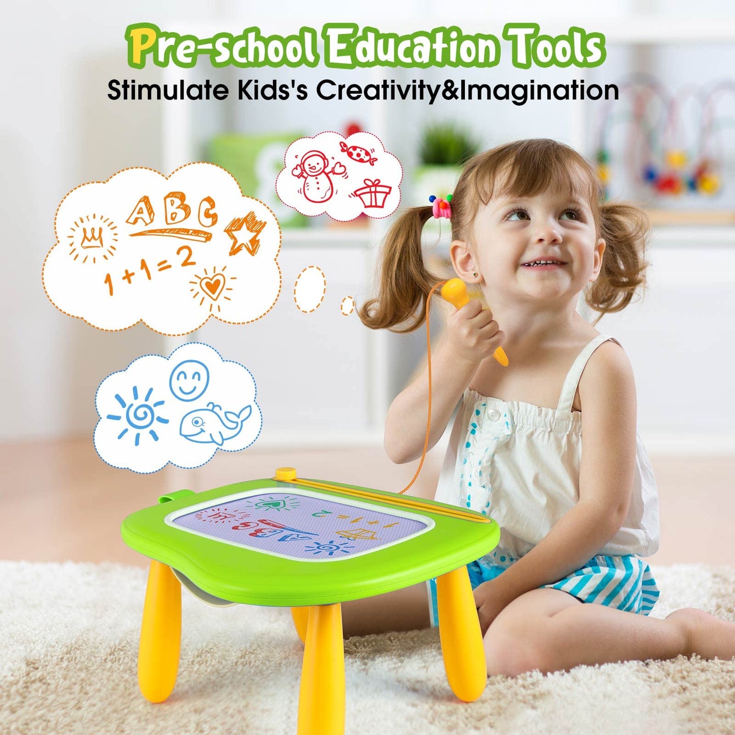 Smasiagon Toddler Toys Age 1-2 Year Old Boys Girls, Magnetic Drawing Doodle Board Pad Educational Learning Toys for 1 2 3 Year Old Boys Girls Gifts Birthday Party (Green)