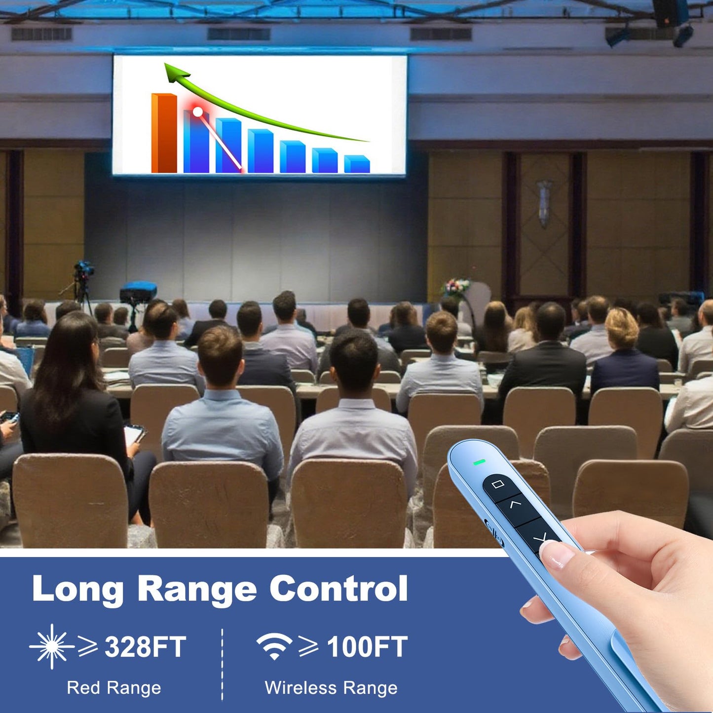 QUI Presenter Clicker Bundle | BK600 Slim-Shaped USB A Blue & Remote-Shaped USB A Blue